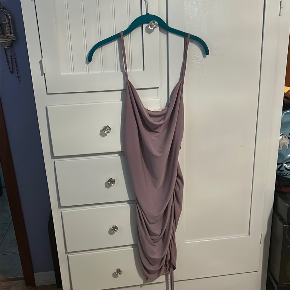 Elegant Mauve Draped Dress
